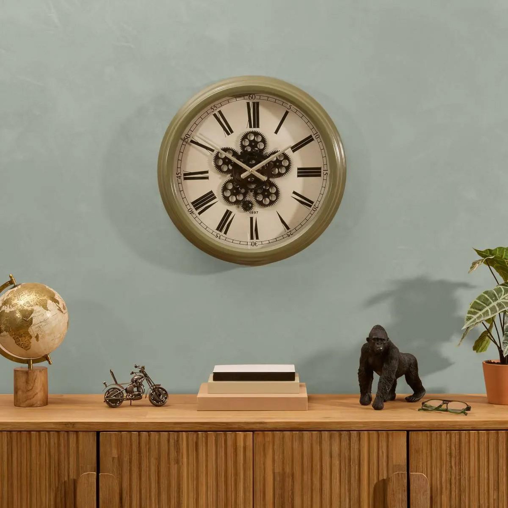 Voir la diapositive 4 : ATMOSPHERA Horloge murale avec mécanisme  argo  52cm vert