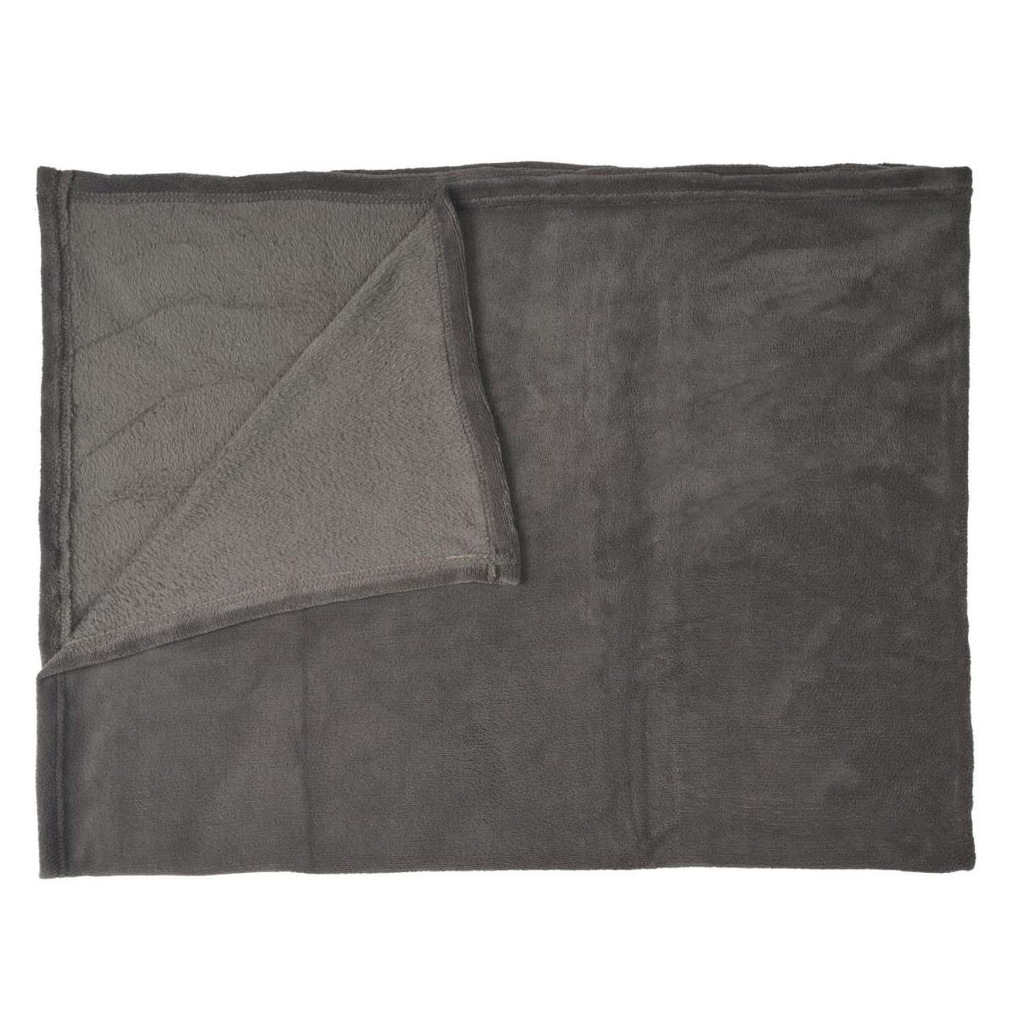 The Home Deco Factory Plaid microfibre  roméo  120x150cm gris foncé