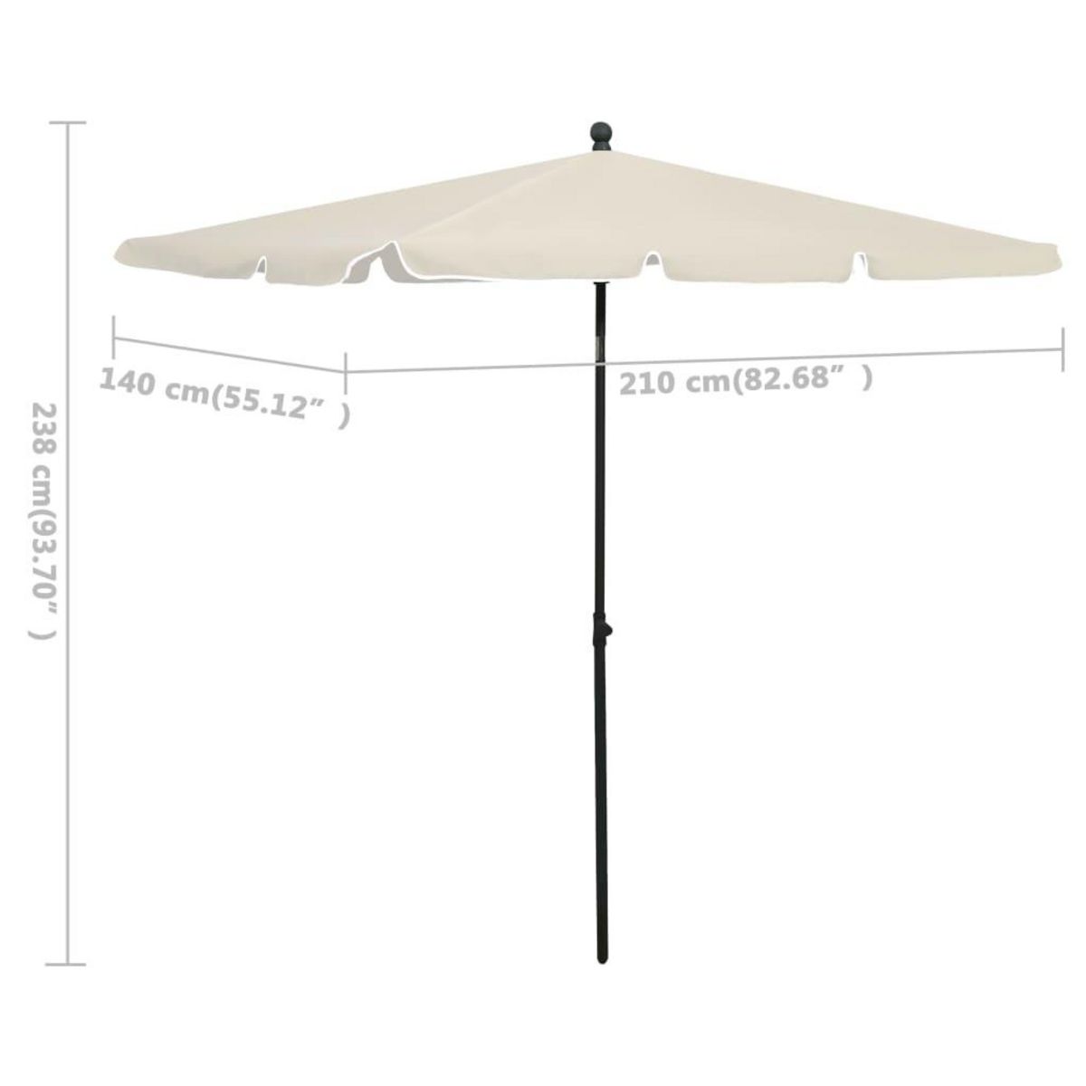 VIDAXL Parasol de jardin avec mat 210x140 cm Sable