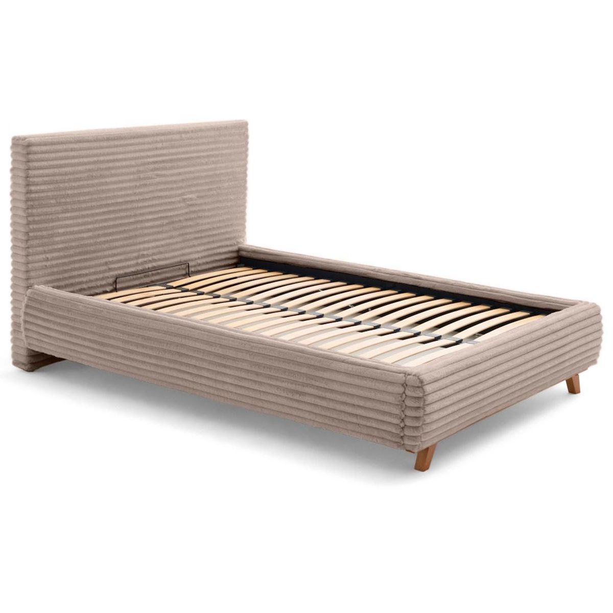 BEST MOBILIER Cristal - lit coffre avec bout de lit - 140x200 - sommier inclus - fausse fourrure côtelée