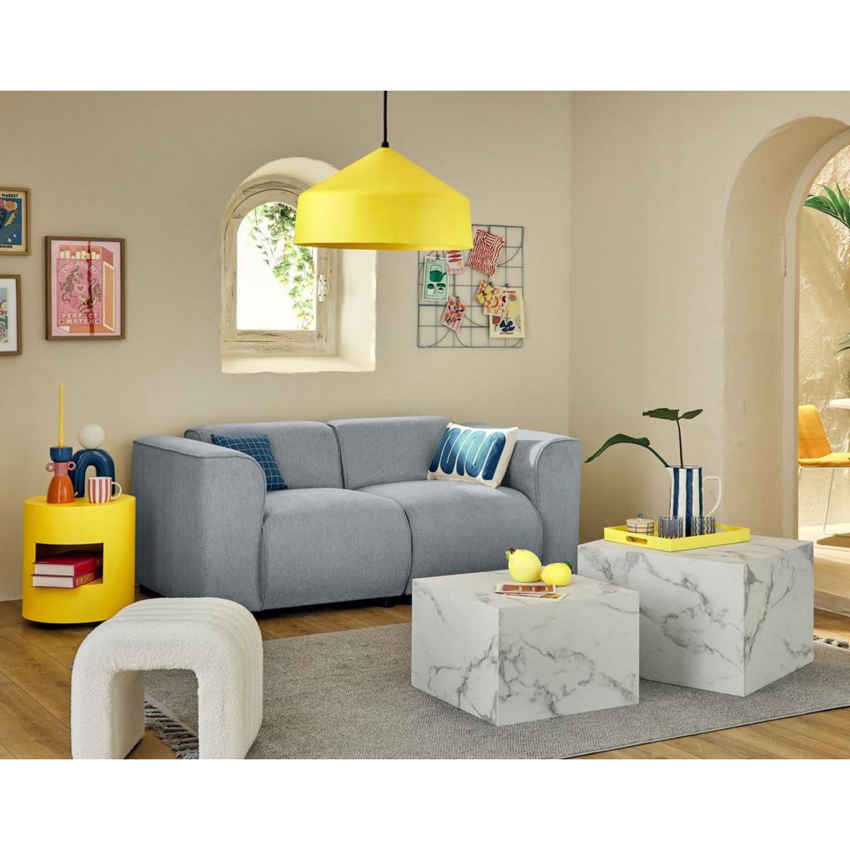 LISA DESIGN Suaro - module d'assise d'angle droit en tissu texturé