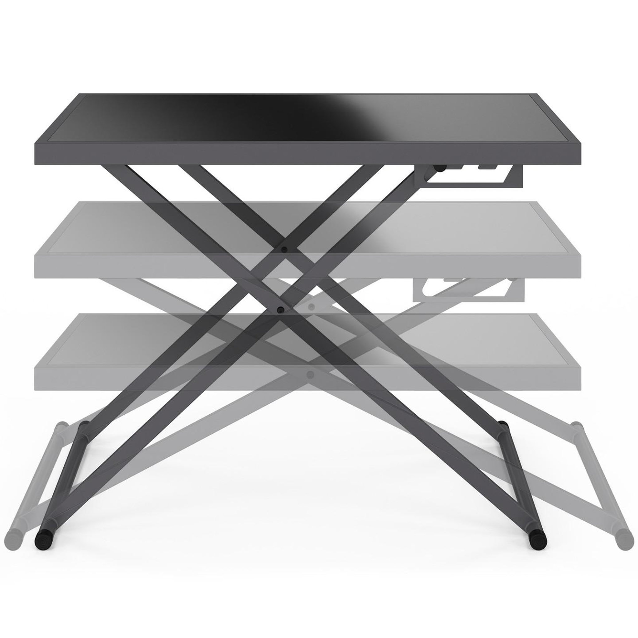Voir la diapositive 4 : ID MARKET Table de jardin relevable rectangulaire 100 cm OLIE en métal gris anthracite et plateau gris