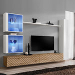 Paris Prix Ensemble Meuble TV  Switch Lamel XVIII  280cm Naturel & Blanc