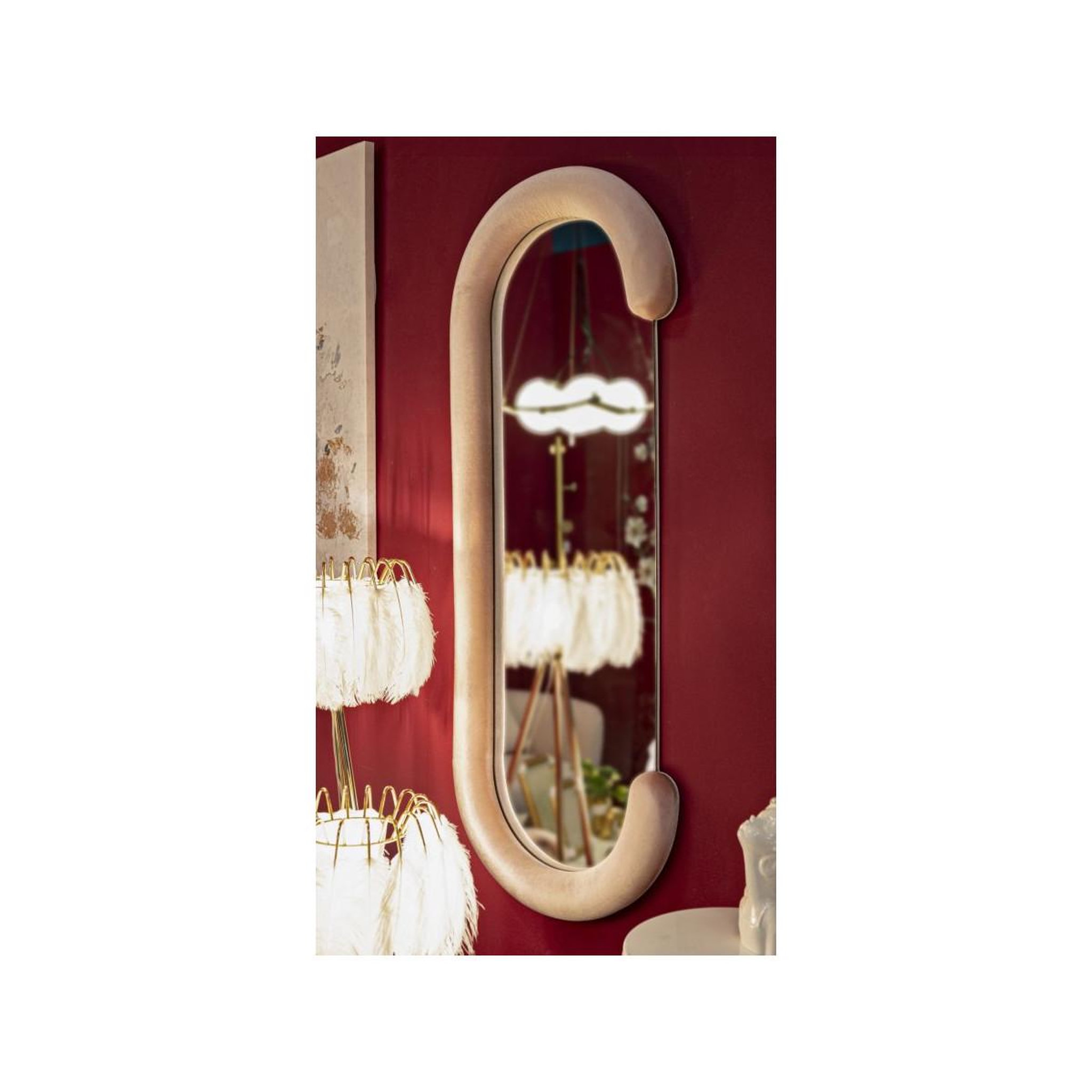 Voir la diapositive 5 : Paris Prix Miroir mural en velours  chantal  160cm rose