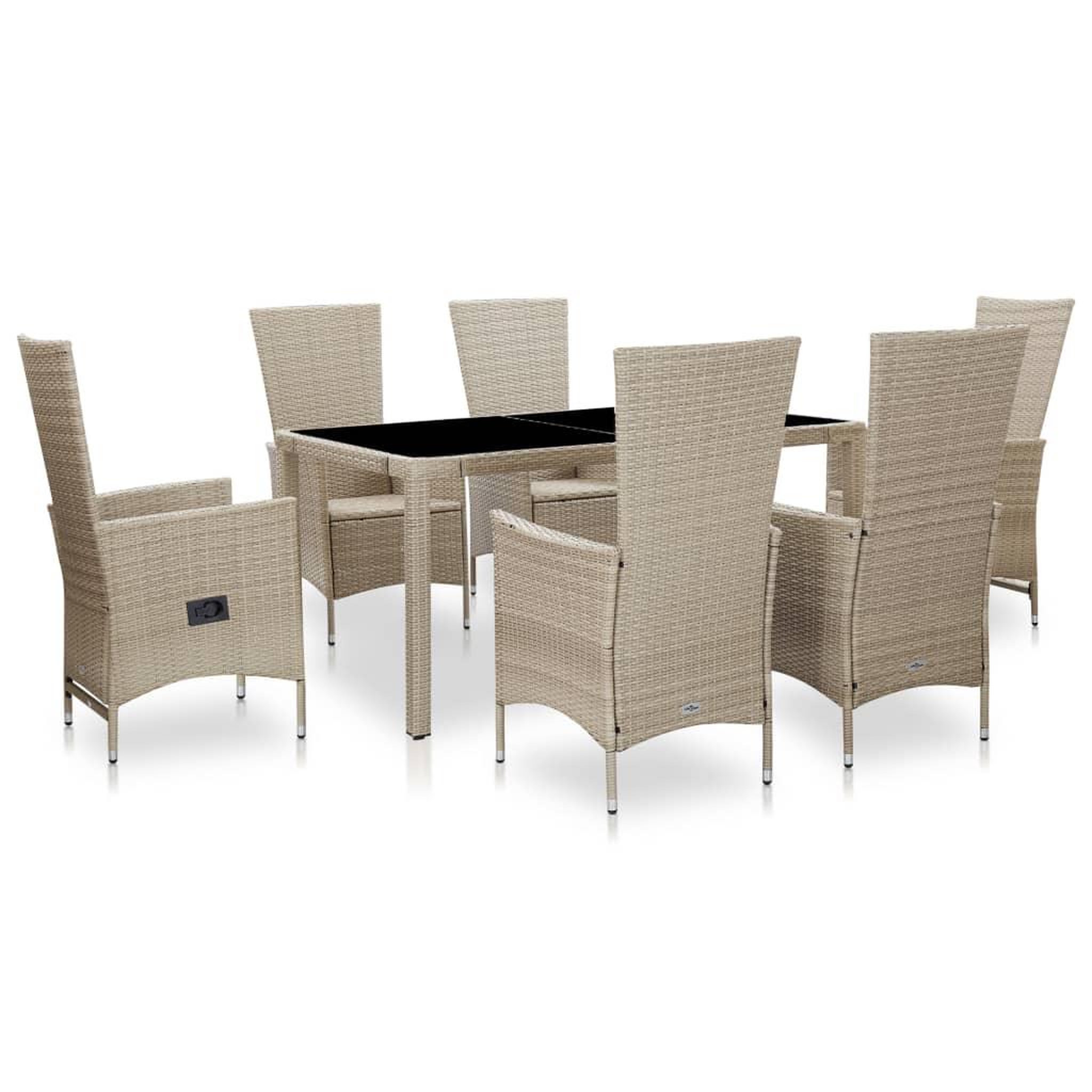 Voir la diapositive 1 : VIDAXL Ensemble a manger d'exterieur 7 pcs coussins Resine tressee