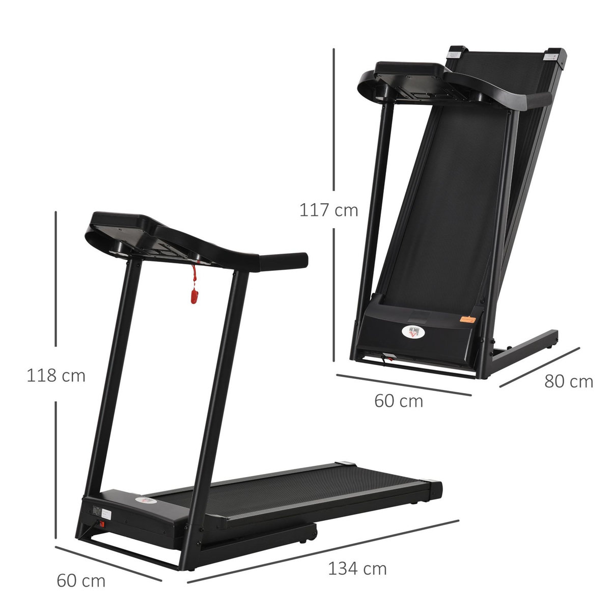 HOMCOM Tapis de course électrique pliable 500 W - V. max. 12 Km/h - écran LED multifonction - 12 programmes - 2 porte-gobelets - support smartphone - acier ABS noir