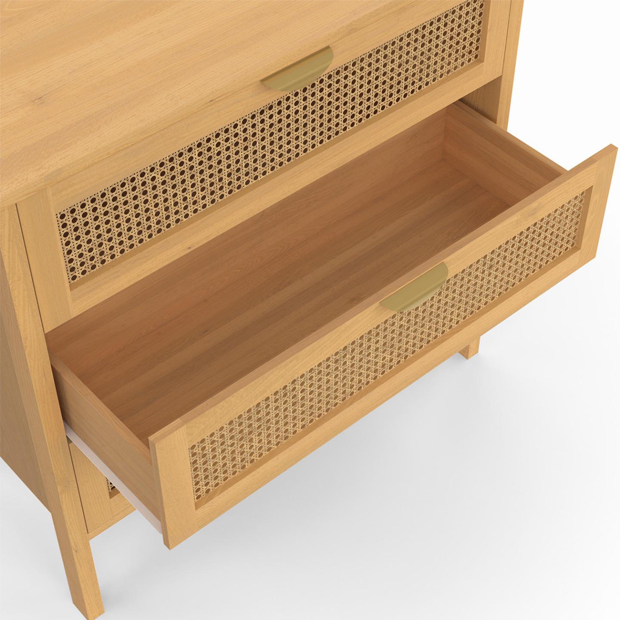Voir la diapositive 6 : ID MARKET Commode 3 tiroirs edhen 80 cm cannage coloris bois