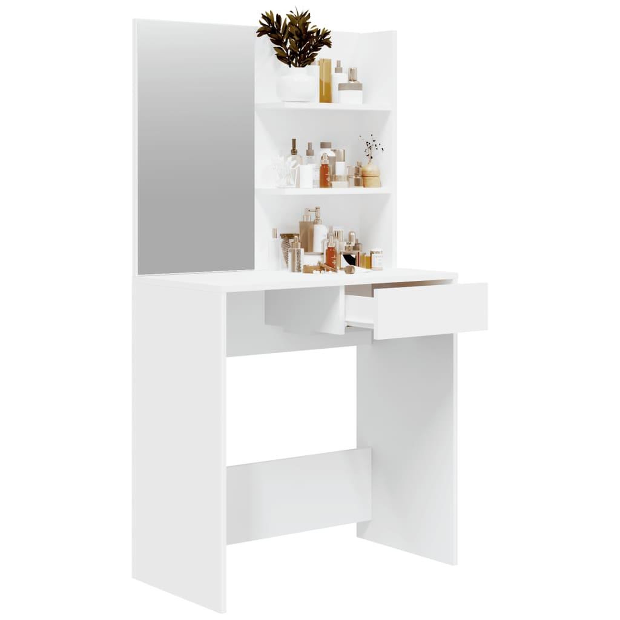 Voir la diapositive 5 : VIDAXL Coiffeuse avec miroir blanc 74,5x40x141 cm