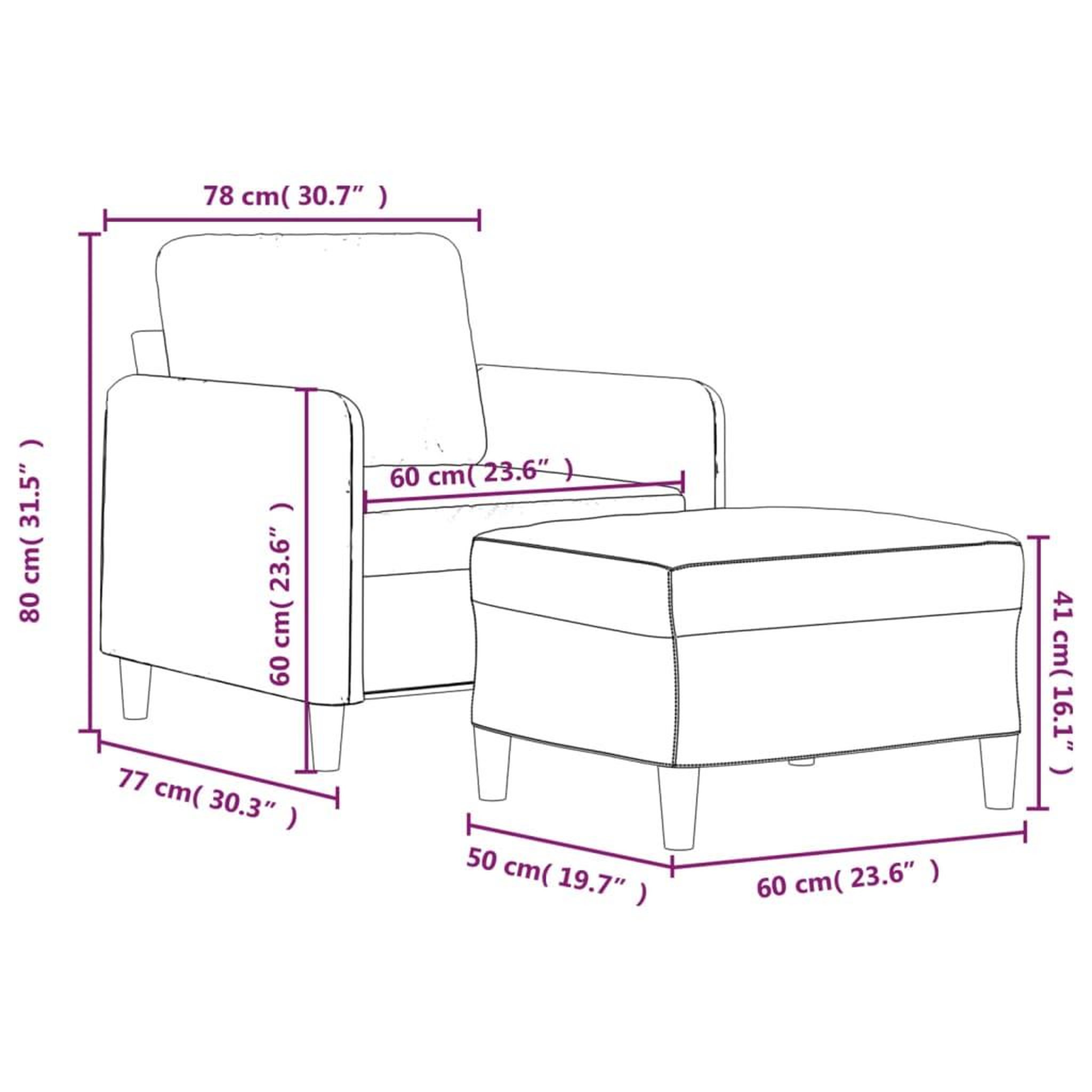 Voir la diapositive 6 : VIDAXL Fauteuil avec repose-pied Gris fonce 60 cm Tissu