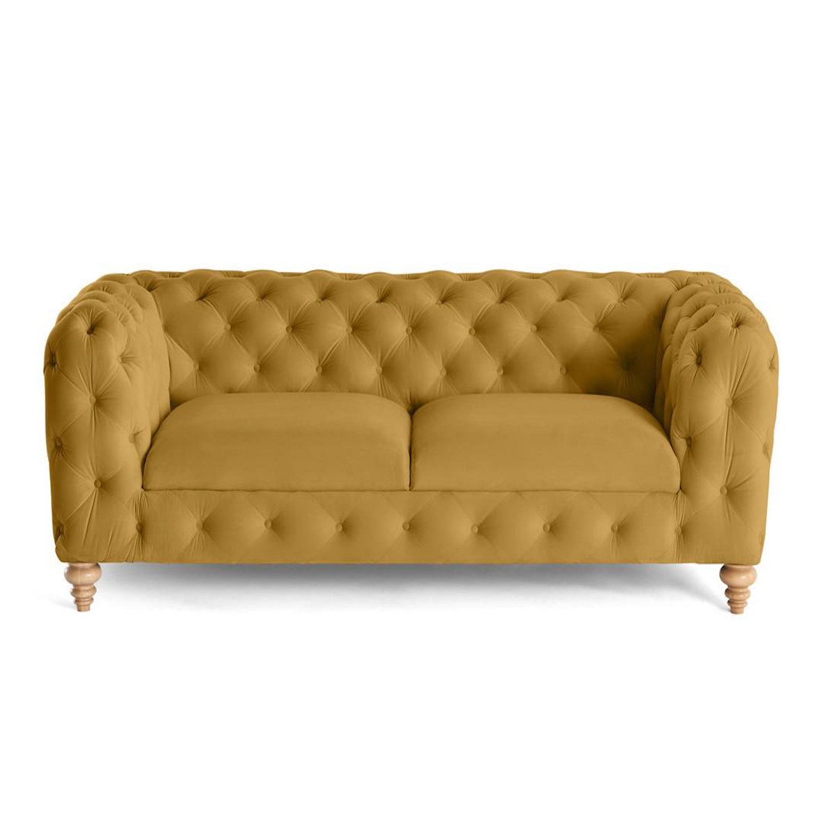 LISA DESIGN Walter - canapé 3 places chesterfield en velours - pieds bois