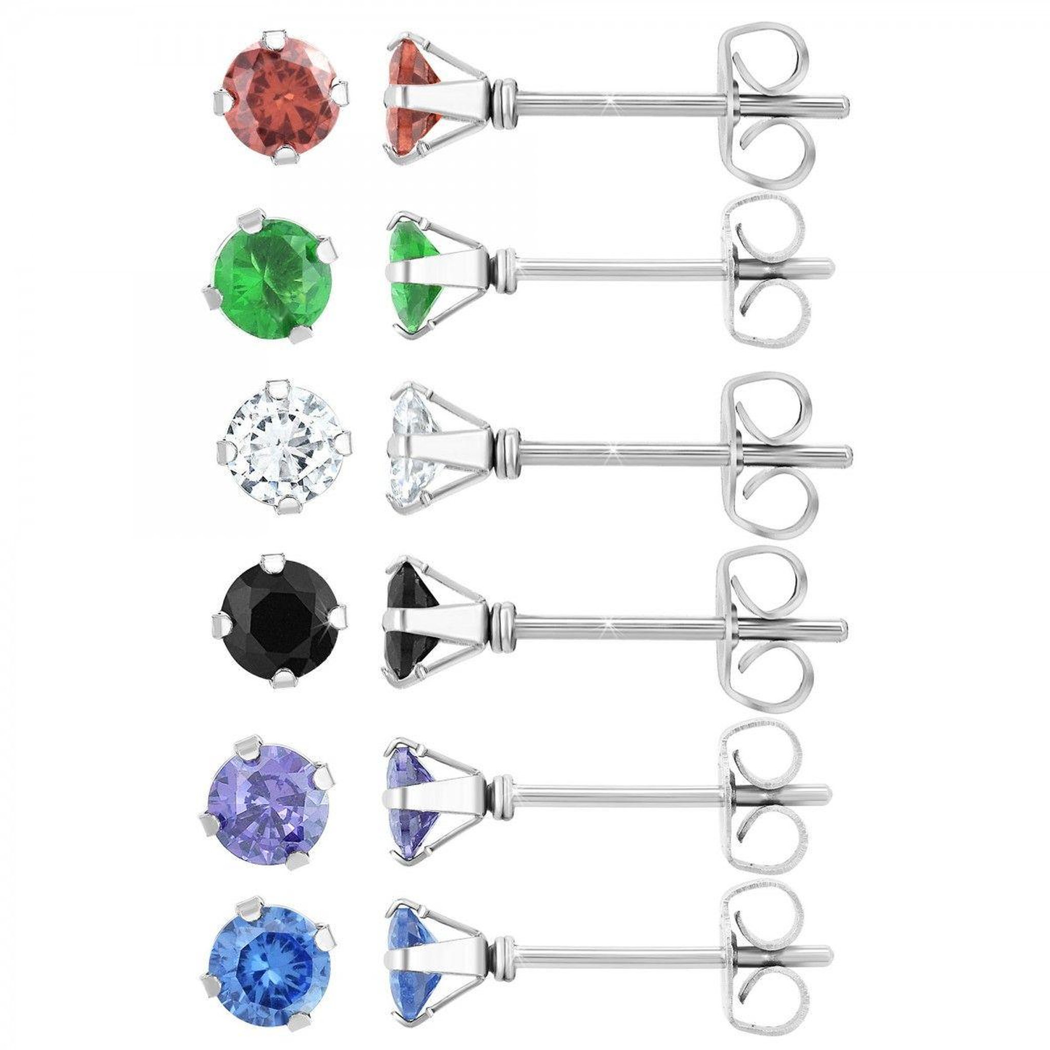 Voir la diapositive 1 : SC CRYSTAL Lot de 6 paires de boucles d'oreilles SC Crystal ornées de Cristaux scintillants