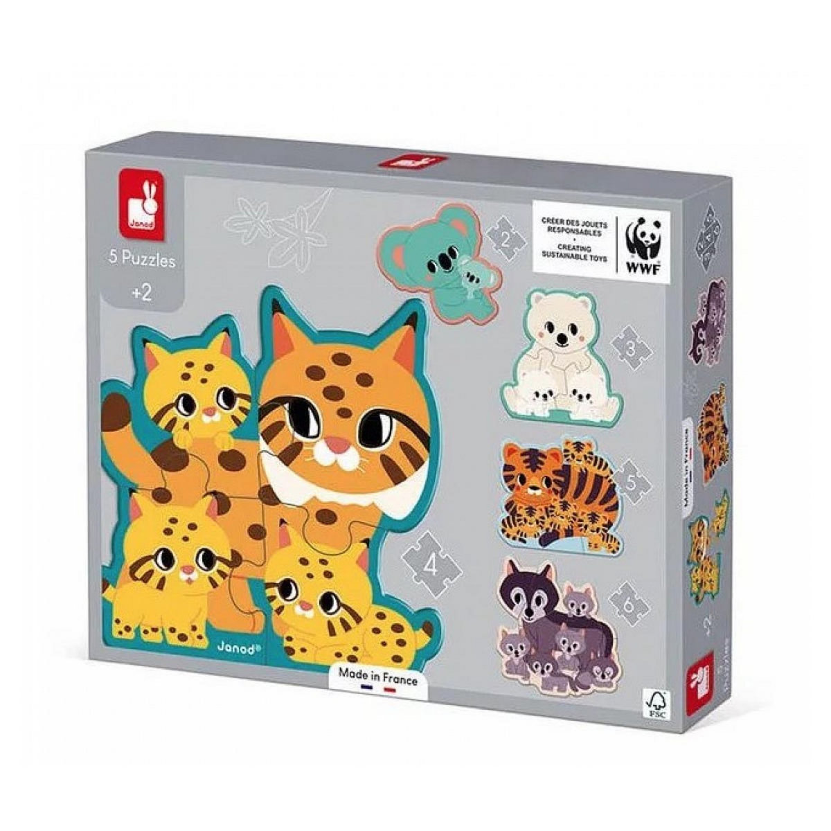 Juratoys-Janod 5 Puzzles evolutifs animaux