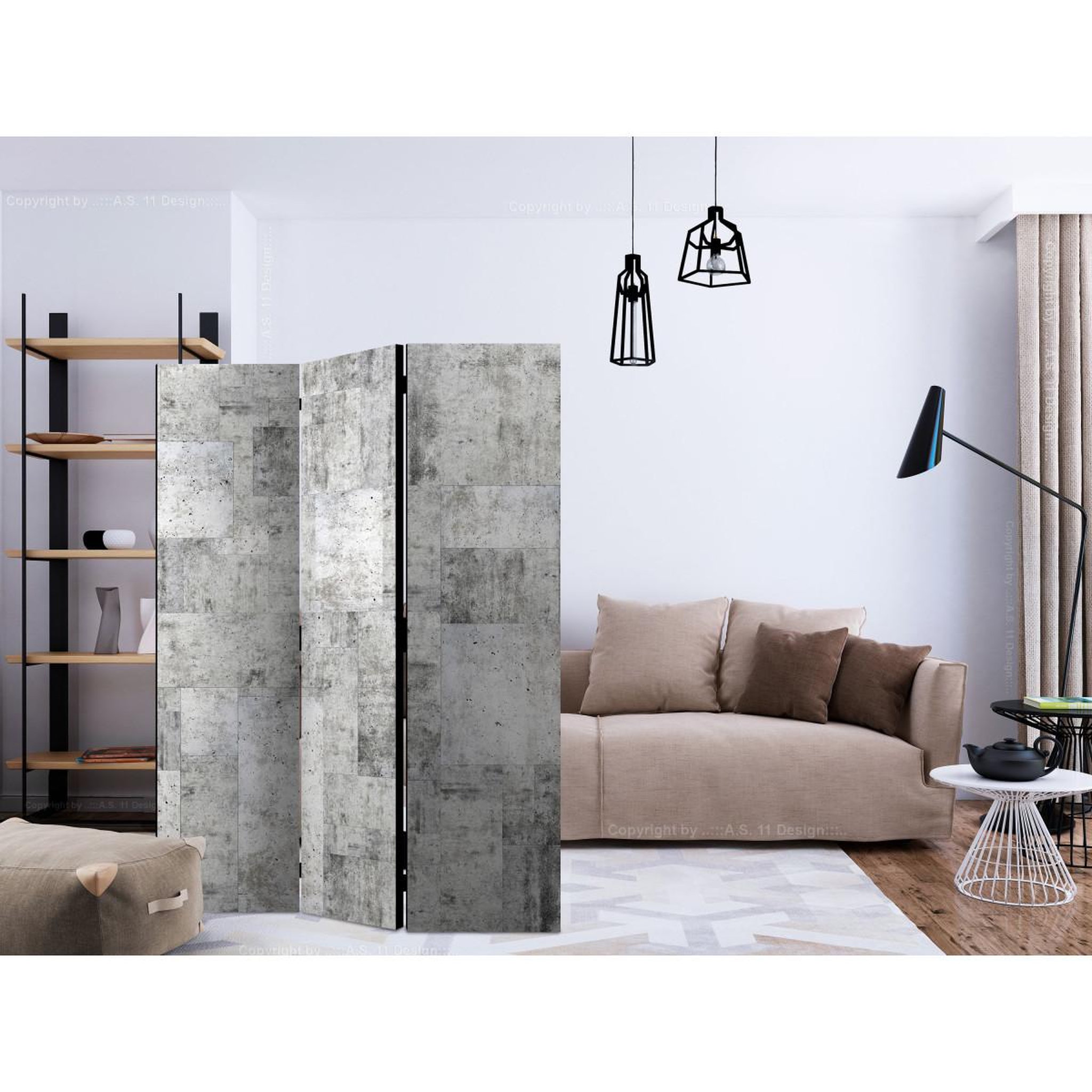 Voir la diapositive 2 : Paris Prix Paravent 3 volets  concrete : grey city  135x172cm