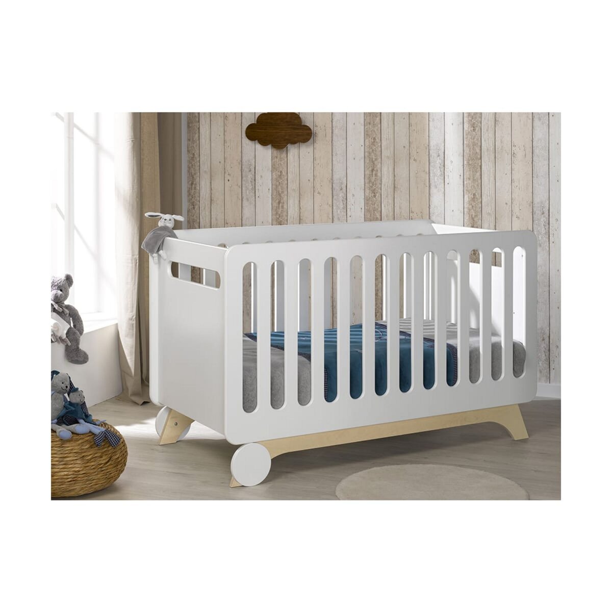 Ensemble lit bébé 70 x 140 cm évolutif + commode PRATIC