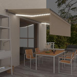 VIDAXL Auvent automatique store capteur de vent et LED 5x3 m Creme