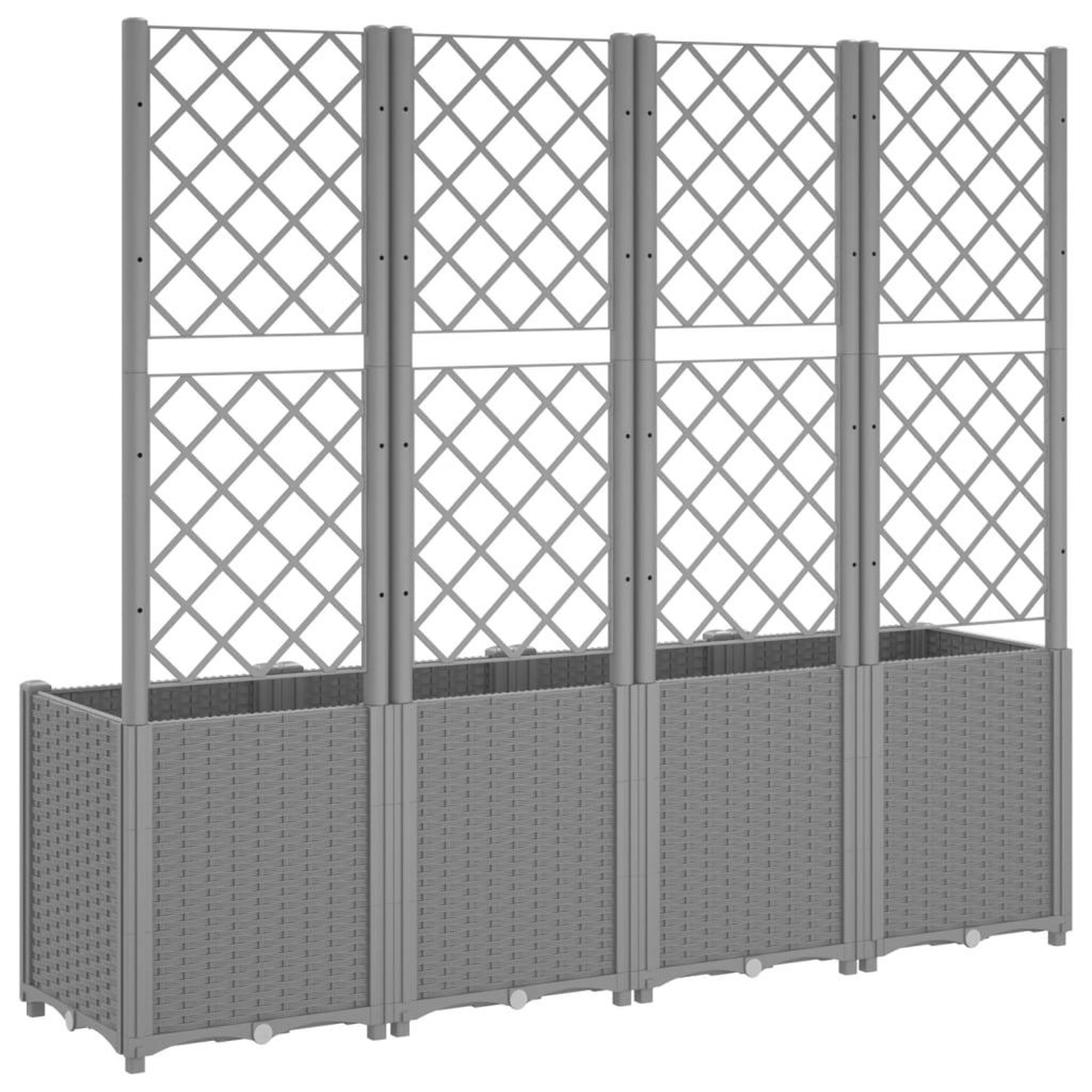 Voir la diapositive 5 : VIDAXL Jardiniere avec treillis gris clair 160x40x140 cm PP