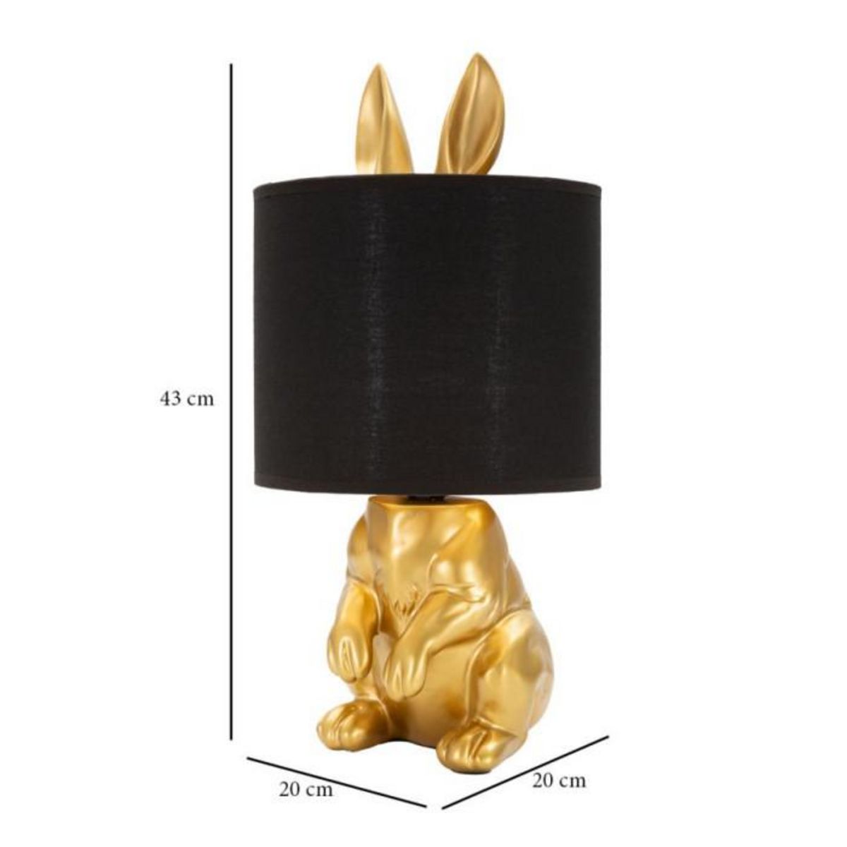 Paris Prix Lampe à Poser Design  Lapin  43cm Or & Noir