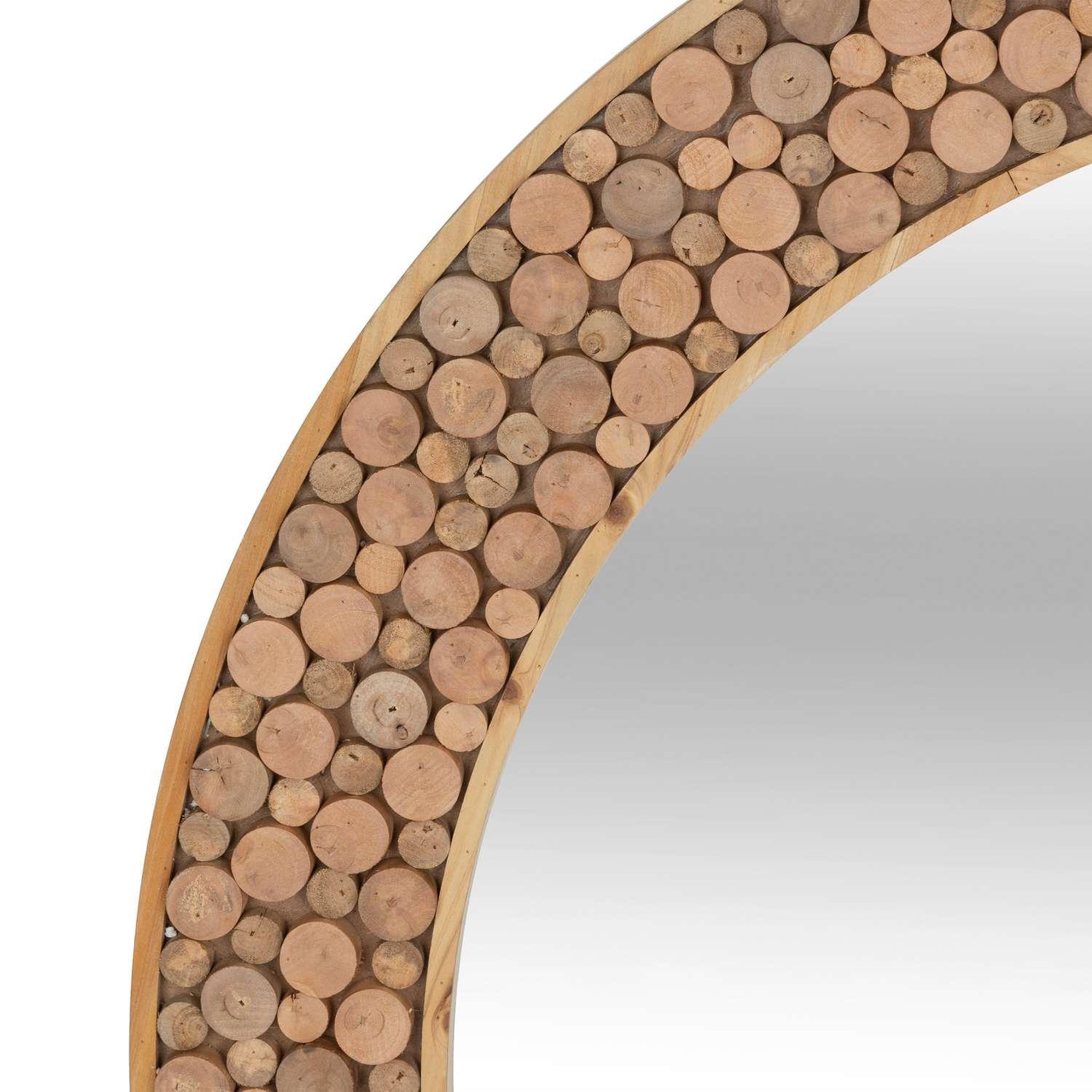 Voir la diapositive 3 : ATMOSPHERA Miroir en bois rondin - diam 90 cm - marron