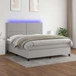 VIDAXL Sommier a lattes de lit et matelas et LED Gris clair 180x200 cm
