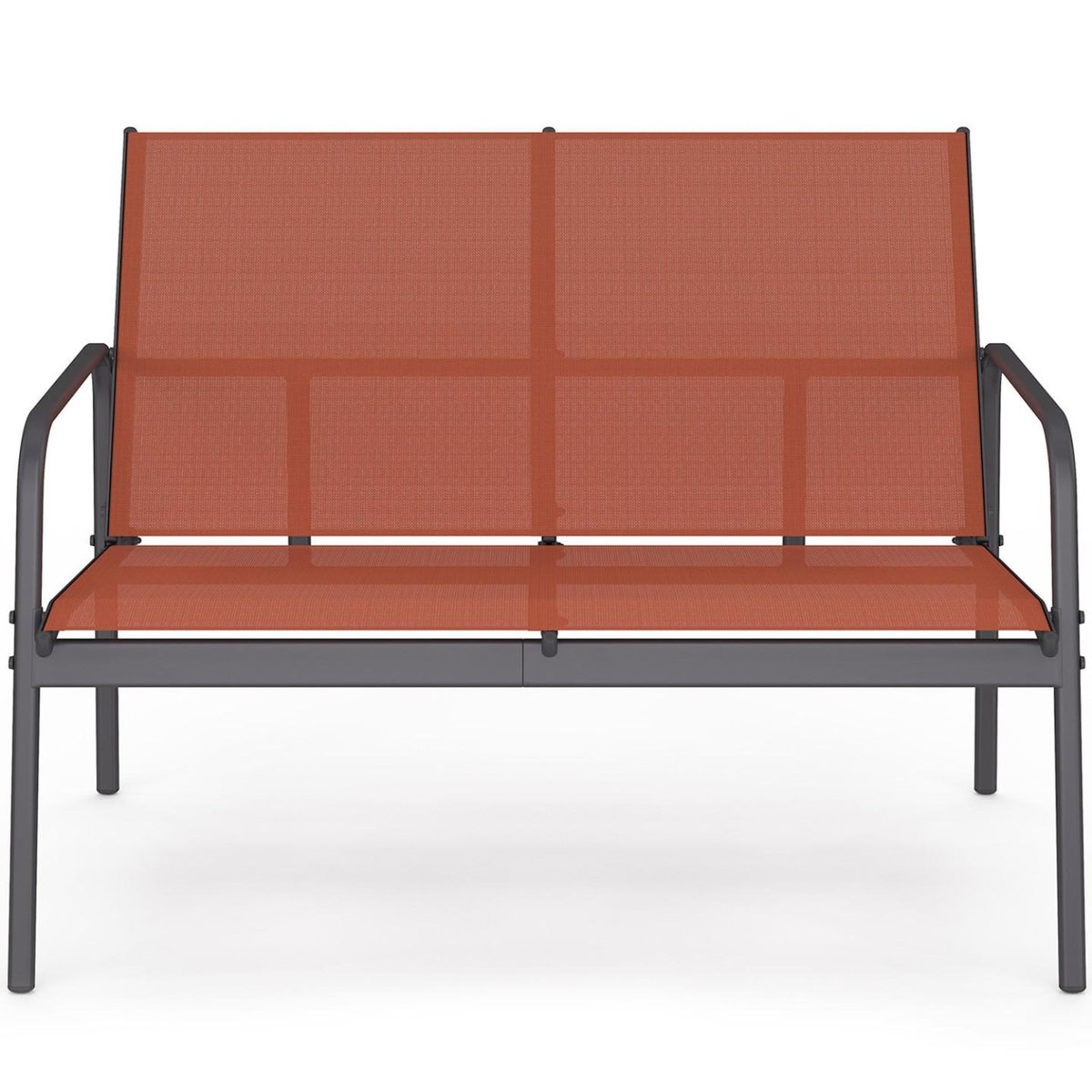 ID MARKET Salon de jardin bas TOLEDE 4 places avec canapé, fauteuils et table terracotta