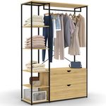 ID MARKET Dressing penderie étagères L. 113 cm DETROIT 2 tiroirs design industriel