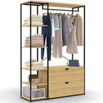 ID MARKET Dressing penderie étagères L. 113 cm DETROIT 2 tiroirs design industriel