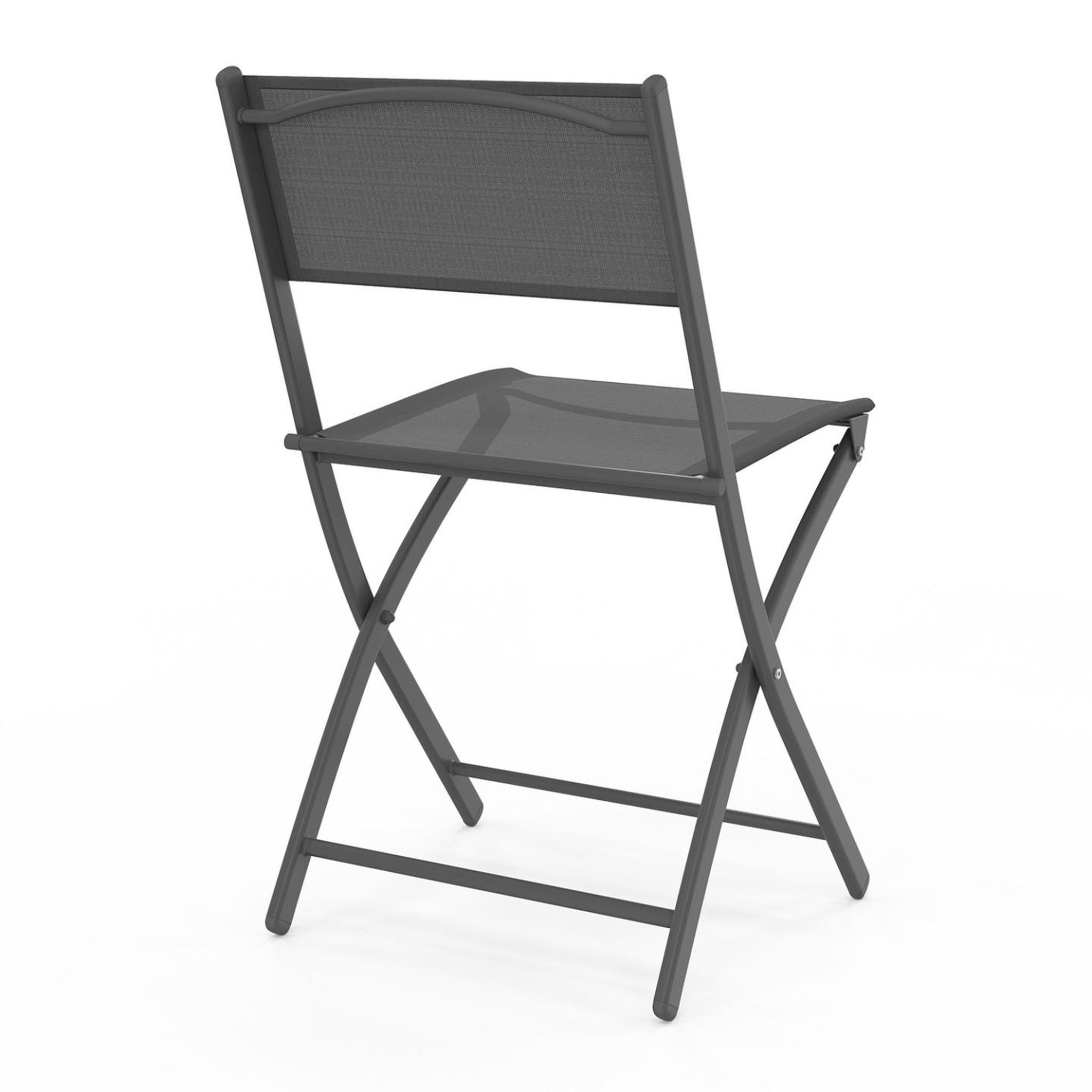 Voir la diapositive 5 : ID MARKET Lot de 6 chaises de jardin pliantes bastia métal et textilène gris anthracite