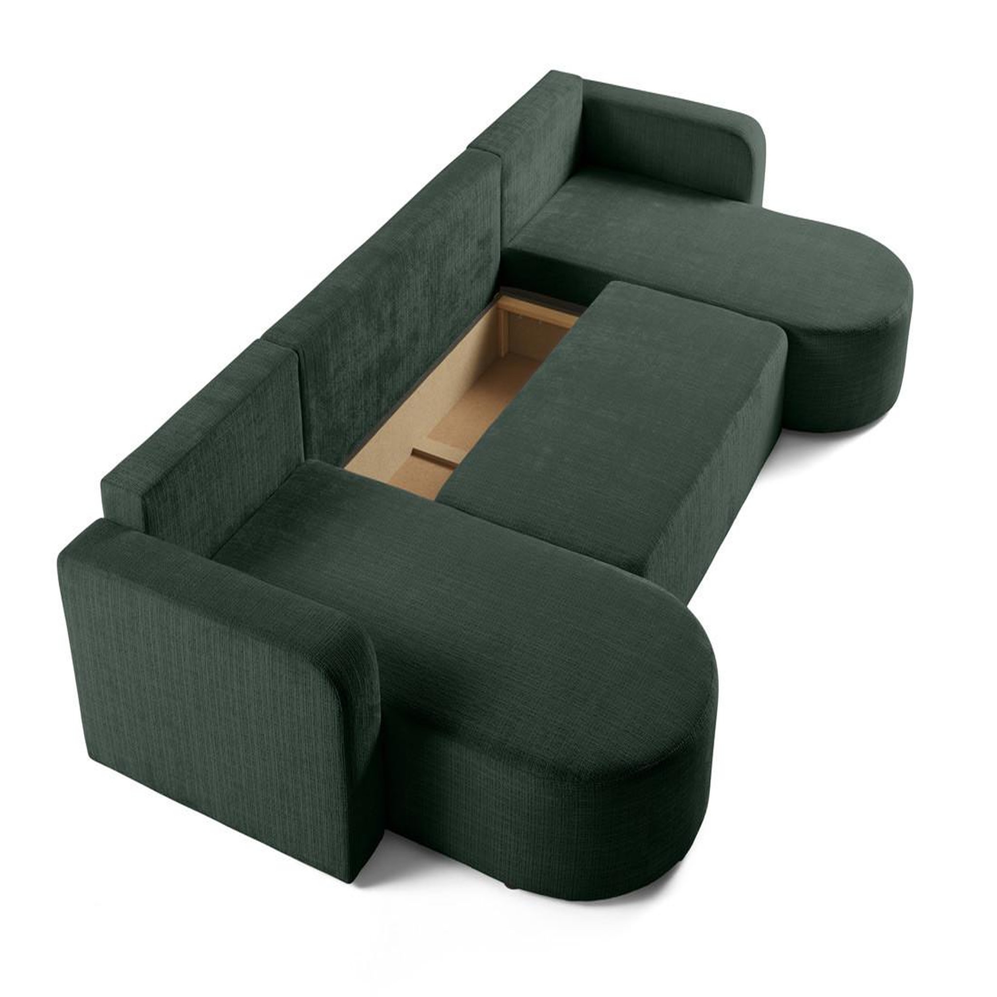 Voir la diapositive 4 : BEST MOBILIER Miro - canapé panoramique en u 7 places - convertible avec coffre - en velours texturé