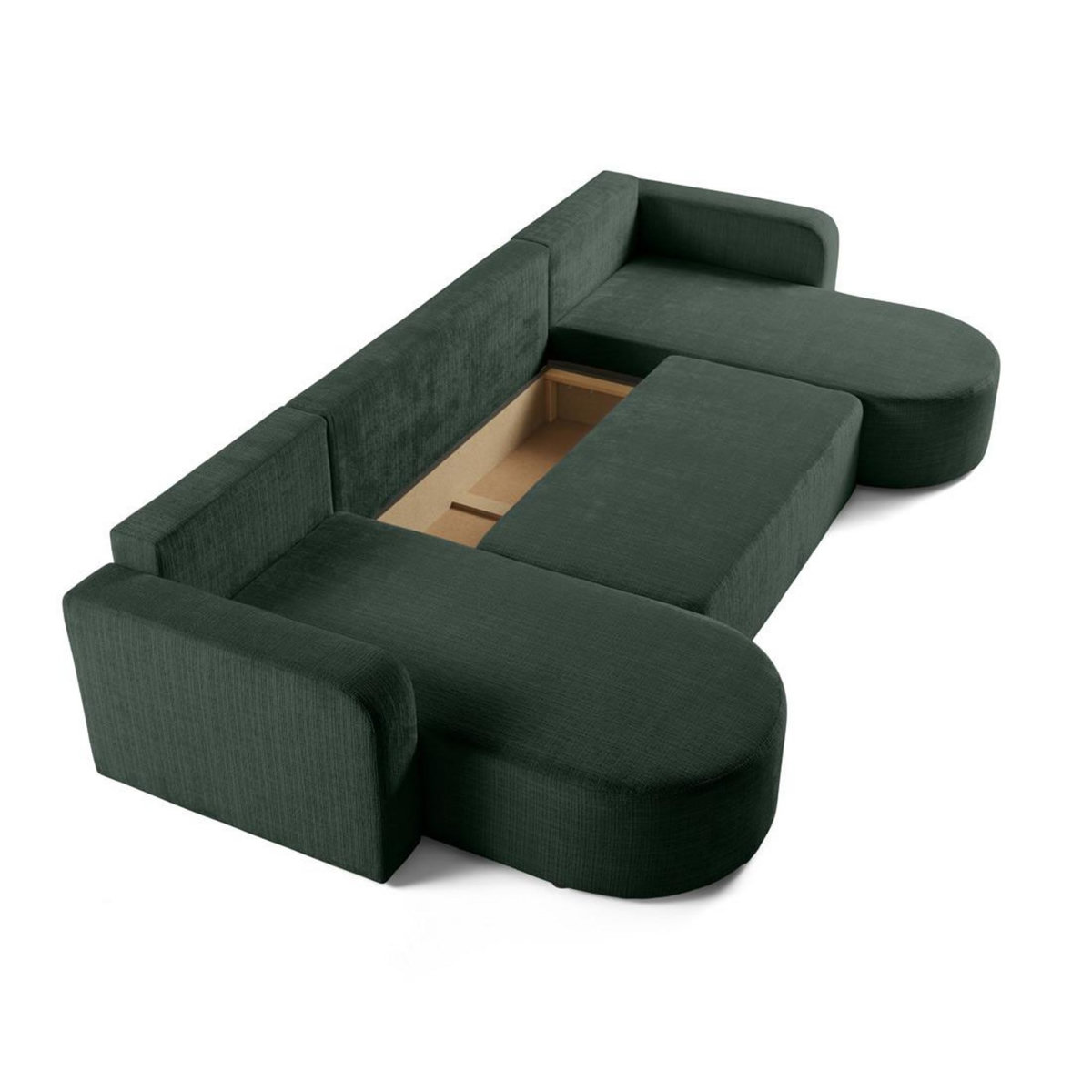 BEST MOBILIER Miro - canapé panoramique en u 7 places - convertible avec coffre - en velours texturé