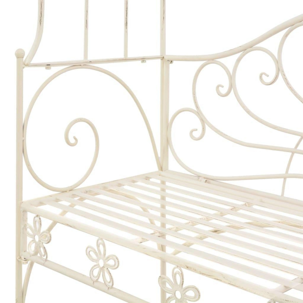 VIDAXL Banc de jardin 122 cm Fer Blanc antique