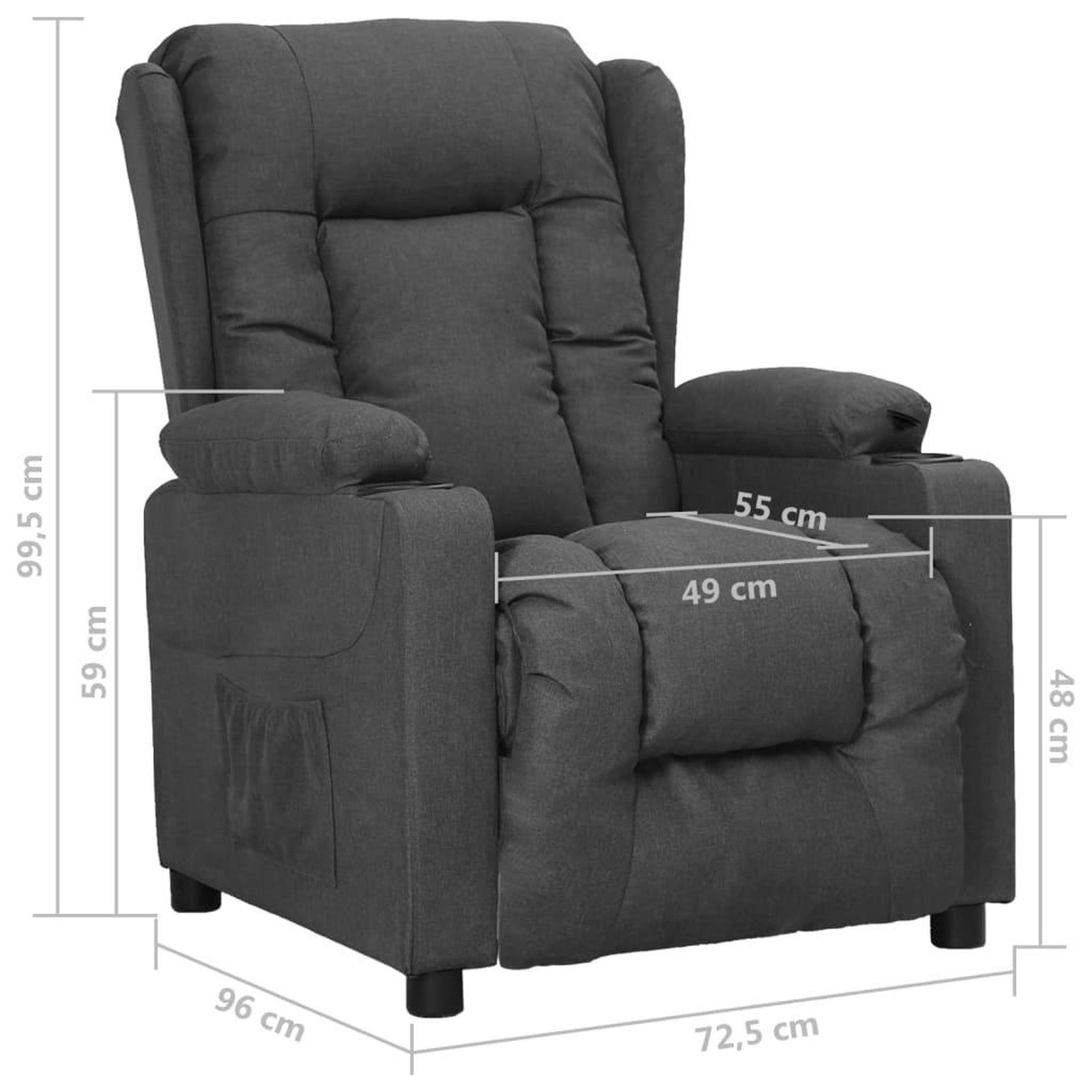 Voir la diapositive 6 : VIDAXL Fauteuil inclinable Gris fonce Tissu