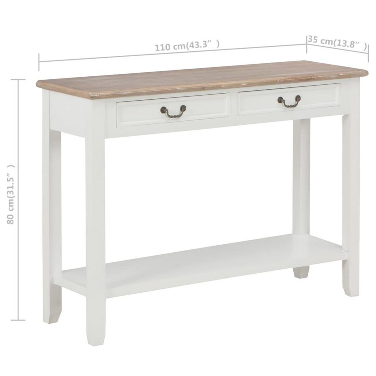 VIDAXL Table console Blanc 110x35x80 cm Bois