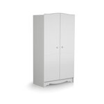 AT4 Armoire enfant 2 portes en bois MARELLE Blanc 96 x 51 x 176 cm