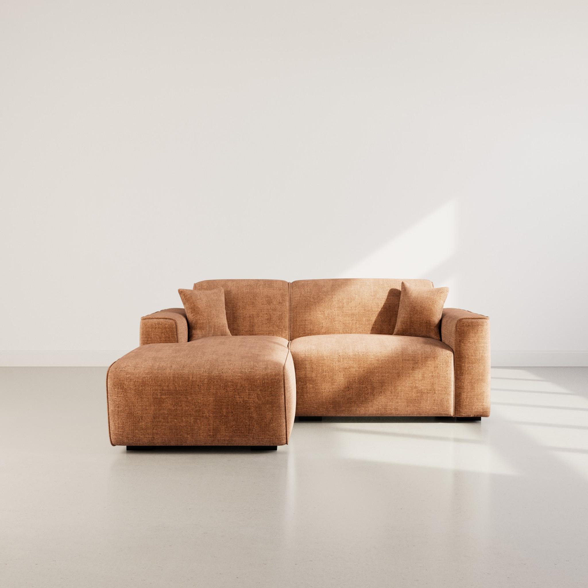 Voir la diapositive 4 : BEST MOBILIER Lison - canapé d'angle gauche 4 places en velours texturé
