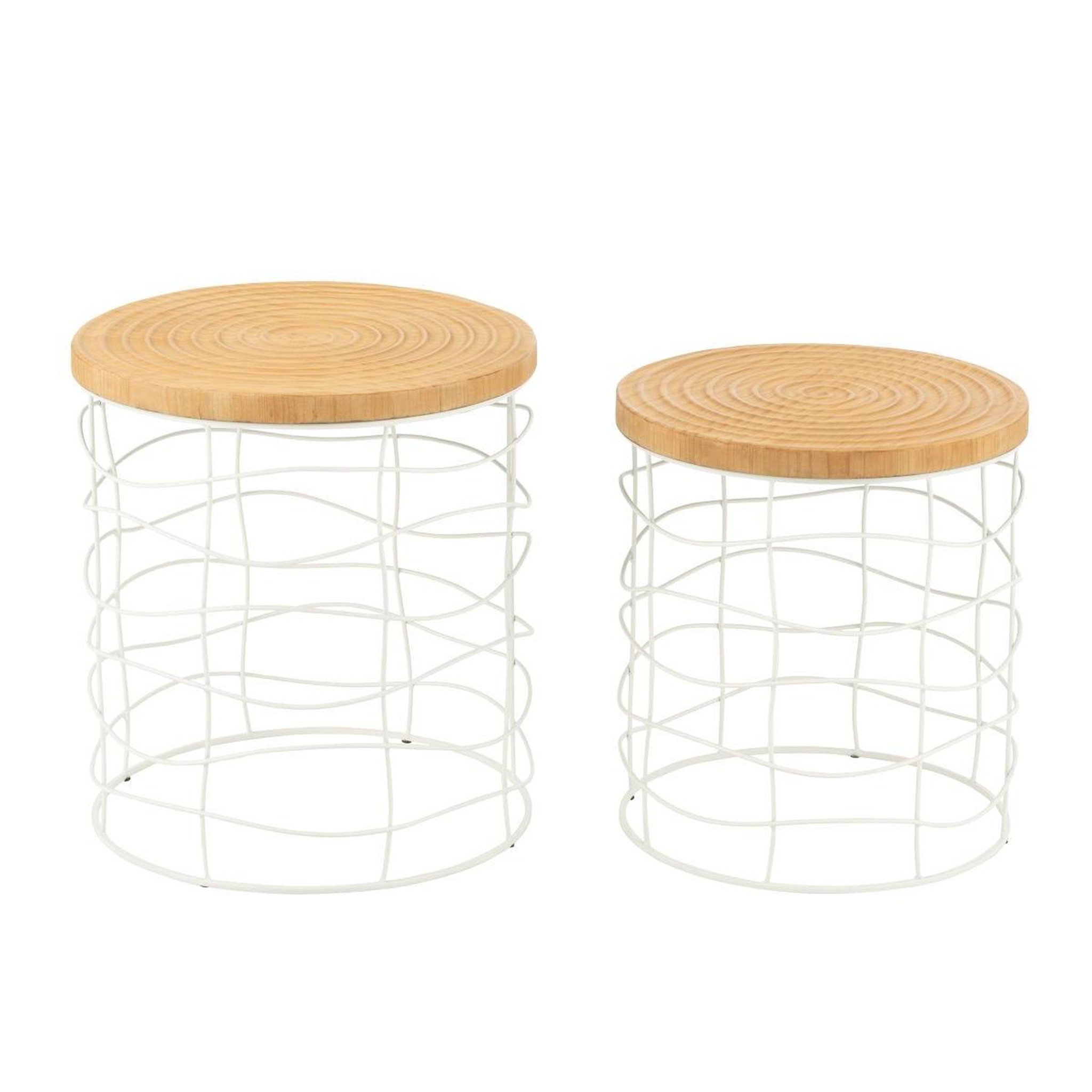 Voir la diapositive 2 : J-LINE Lot de 2 tables d'appoint gigognes  brittney  50cm naturel