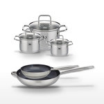 ELO Lot Poêles 24cm & 32cm Elo Profi Therm Platinum avec 3 Faitouts Elo Citrin