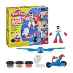 PLAYDOH Play-Doh Captain America, coffret Moto tranchante avec figurine flexible, 3 accessoires et pâte a modeler, des 4 ans, Marvel