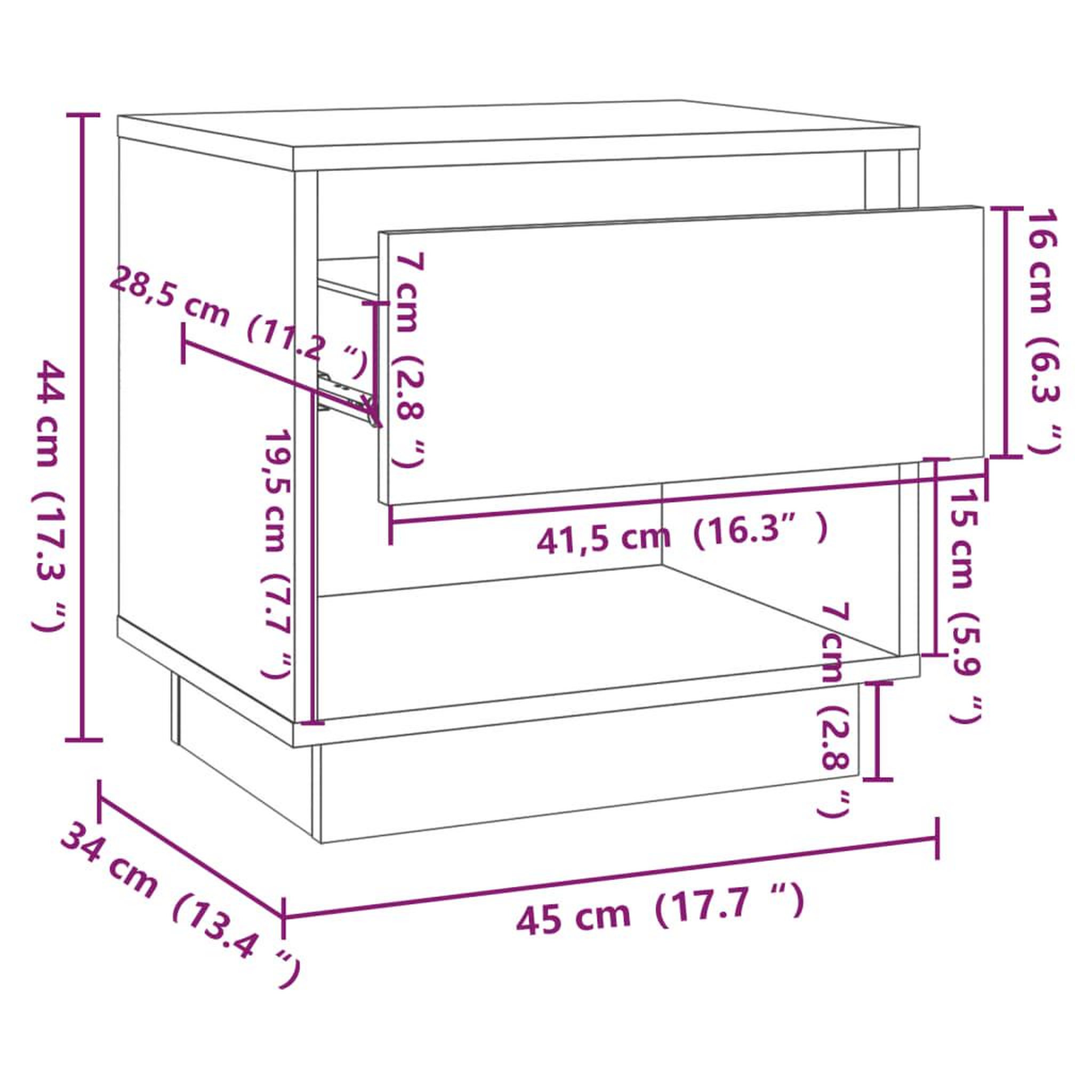 Voir la diapositive 6 : VIDAXL Table de chevet Chene fume 45x34x44 cm Bois d'ingenierie
