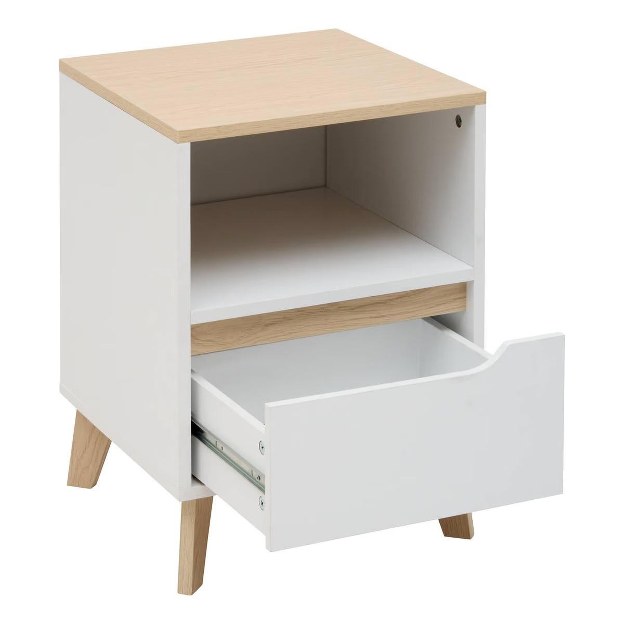 Voir la diapositive 2 : FIVE Table de Chevet Avec Tiroir  Luma  55cm Blanc