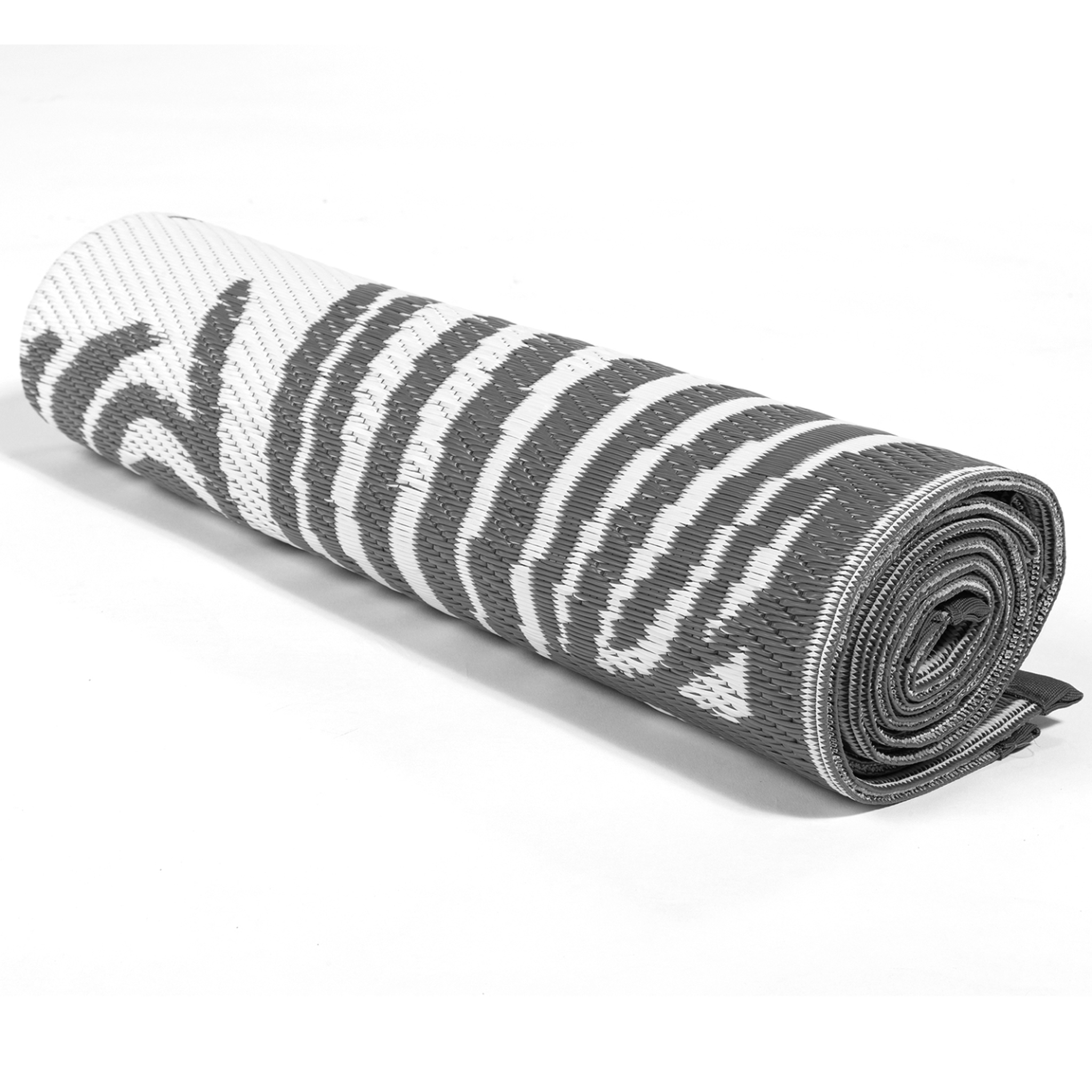 Voir la diapositive 6 : ID MARKET Tapis extérieur COCO tropical gris et blanc 180 x 280 CM
