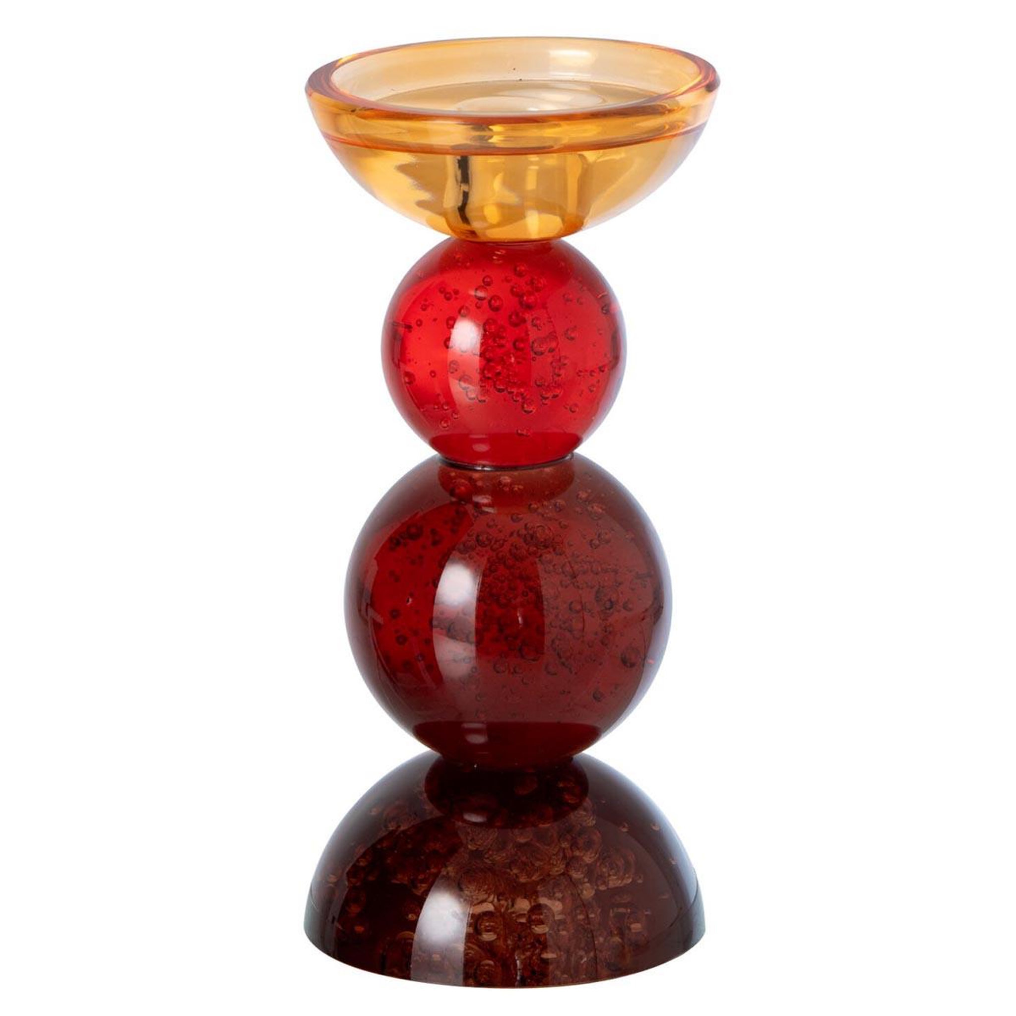 J-LINE Bougeoir boules en verre  ilias  21cm multicolore