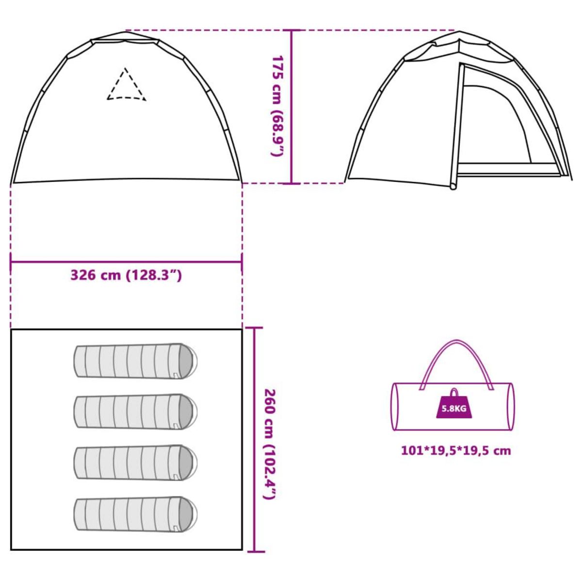 VIDAXL Tente de camping a dome 4 personnes bleu liberation rapide