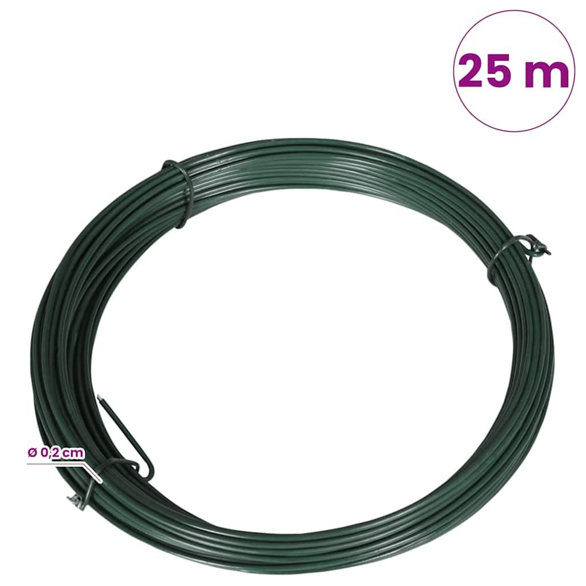 Voir la diapositive 4 : VIDAXL Fil de liaison de cloture 25 m 1,4/2 mm acier vert