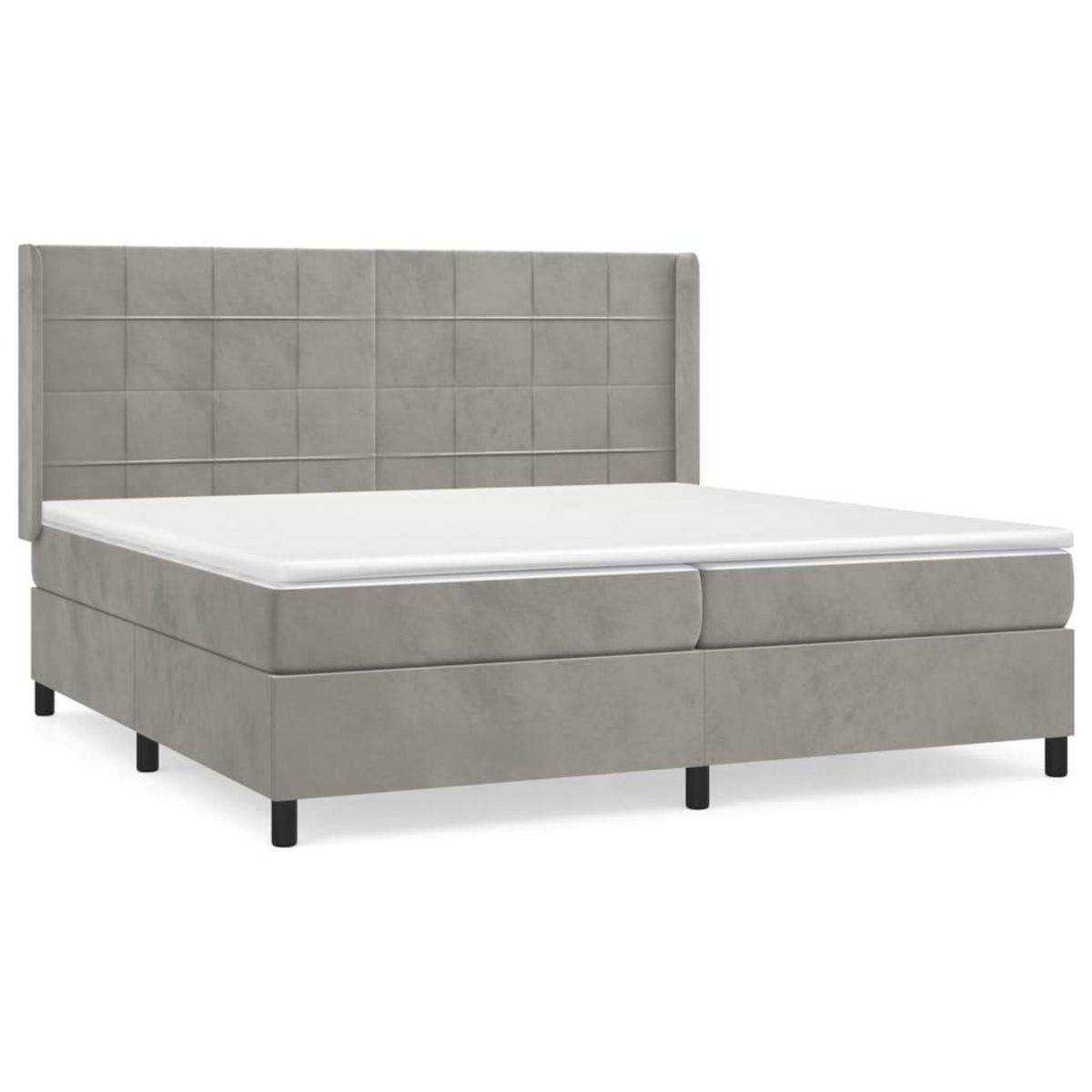 VIDAXL Sommier a lattes de lit et matelas Gris clair 200x200cm Velours