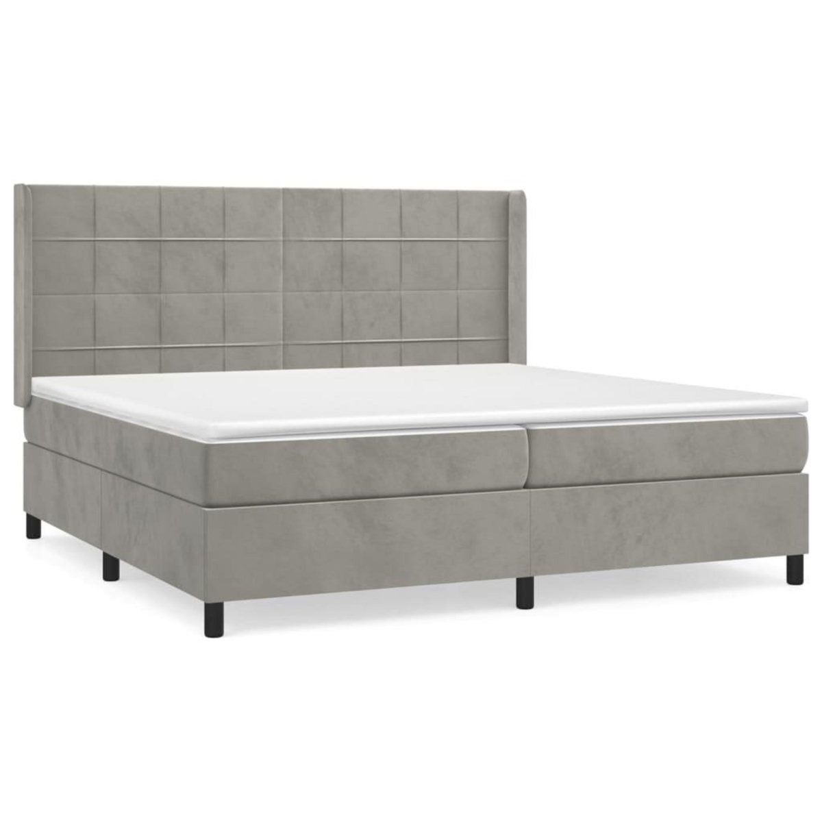 VIDAXL Sommier a lattes de lit et matelas Gris clair 200x200cm Velours