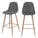 MAISON PAVANE Lot de 2 chaises de bar 72.5 cm en tissu gris-Fredrik