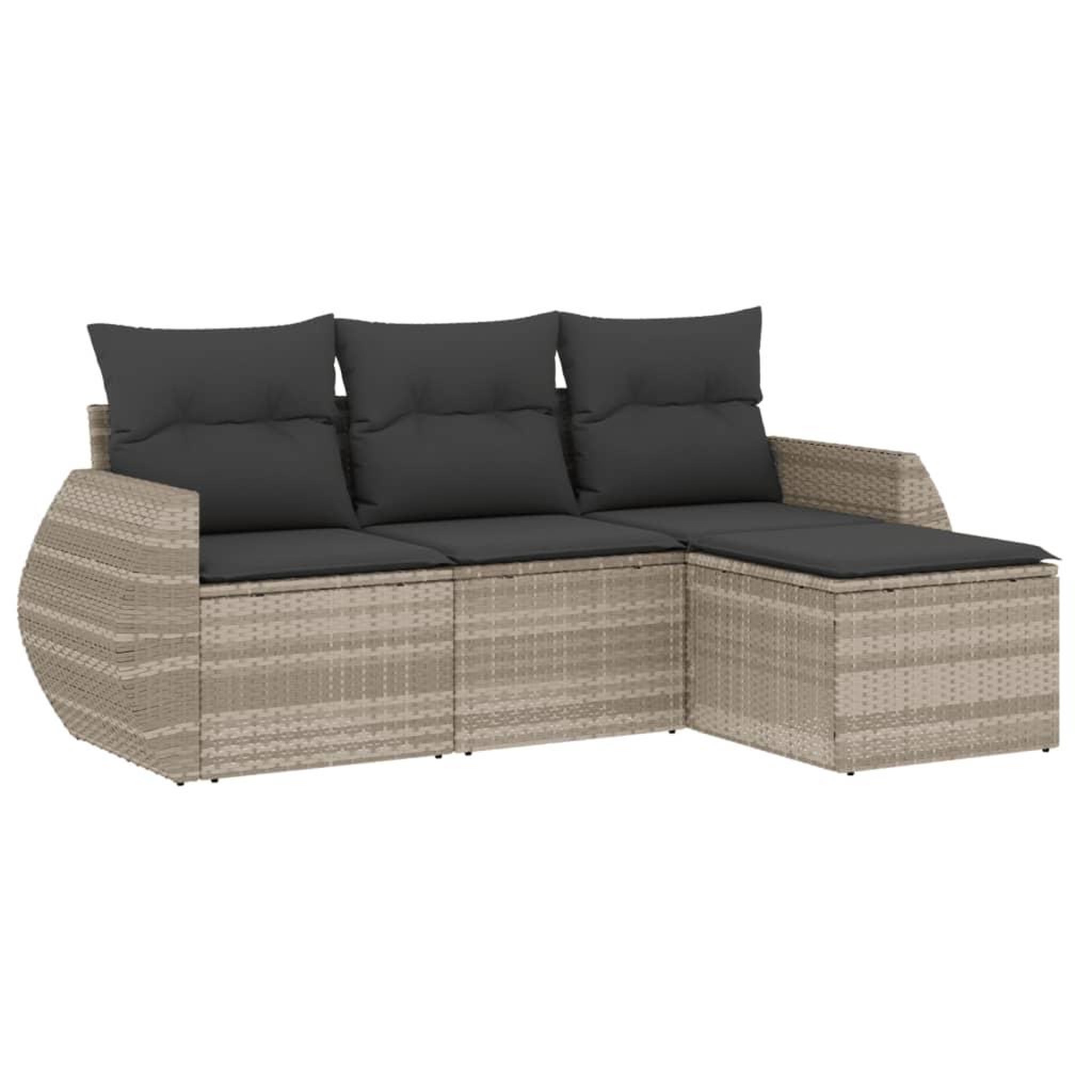 Voir la diapositive 2 : VIDAXL Salon de jardin 4 pcs avec coussins gris clair resine tressee