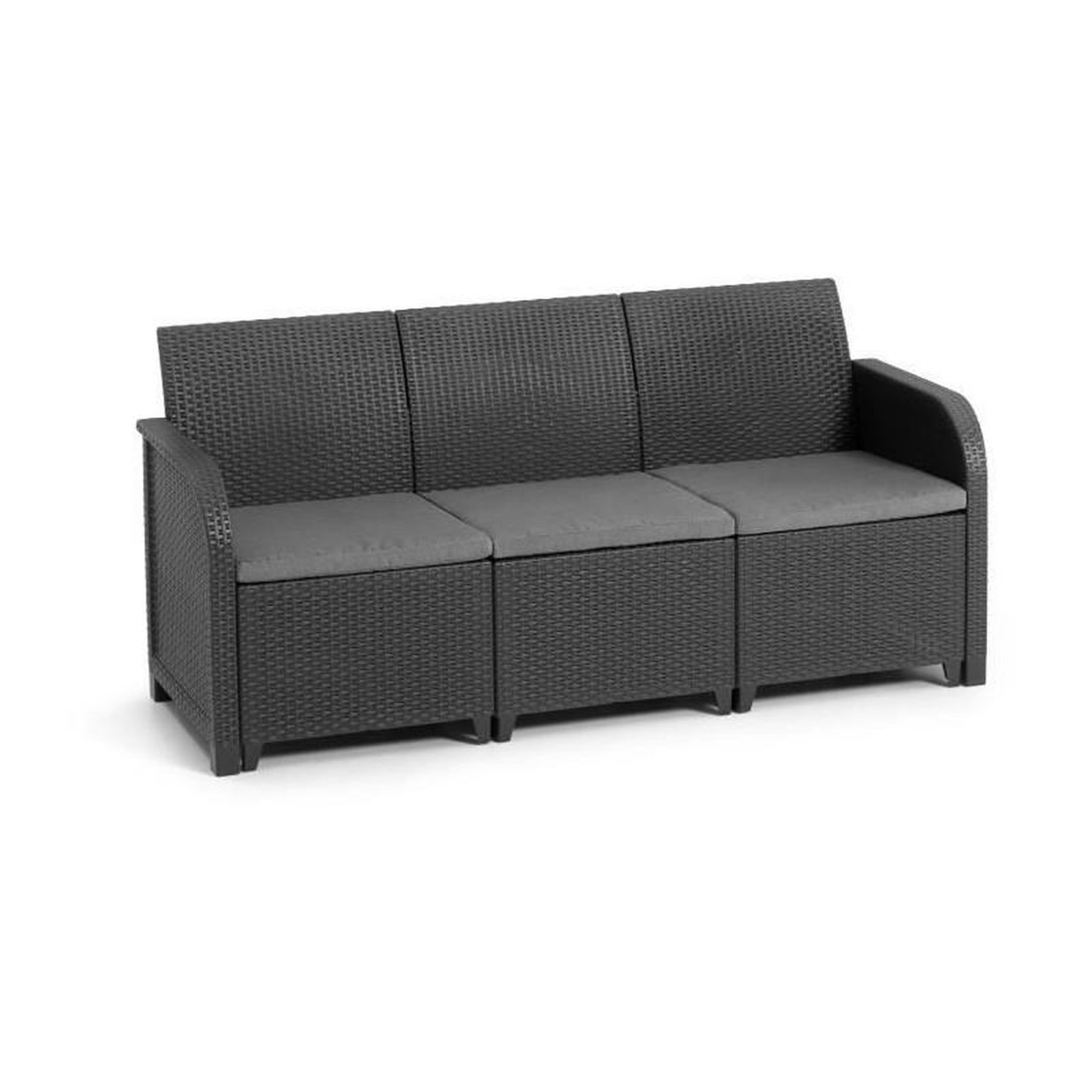 Voir la diapositive 4 : ALLIBERT by KETER ALLIBERT by KETER - Salon de jardin SanRemo 5 places et table basse - imitation rotin tresse - gris graphite
