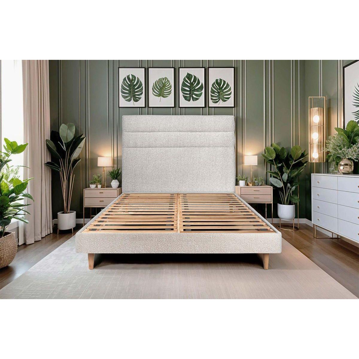 Sommeil de Plomb Lit avec tête de lit lignes bouclette et sommier kit- Hauteur totale : 29cm