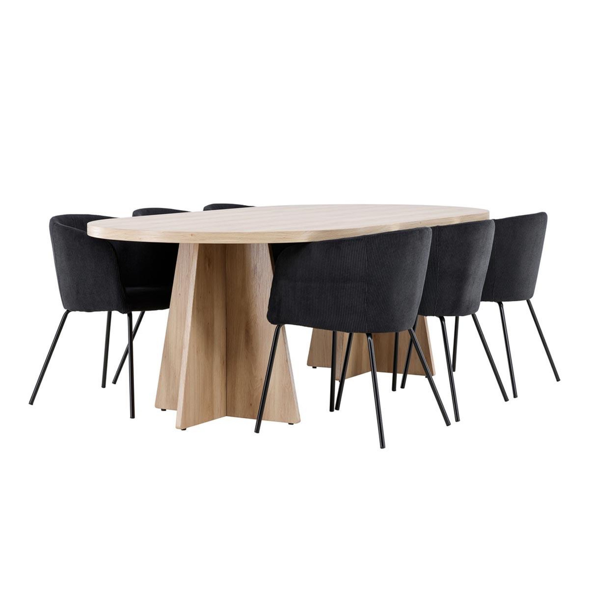 Paris Prix Ensemble table à manger & 6 chaises  bootcut & berit  230cm naturel & noir